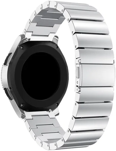 Universeel Smartwatch 22MM Bandje - Luxe Schakels - Roestvrij Staal - Zilver afbeelding 4