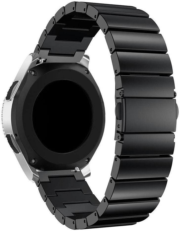 Universeel Smartwatch 22MM Bandje - Luxe Schakels - Roestvrij Staal - Zwart afbeelding 4