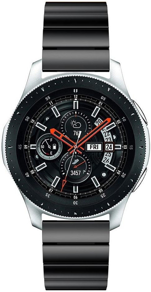 Universeel Smartwatch 22MM Bandje - Luxe Schakels - Roestvrij Staal - Zwart afbeelding 2