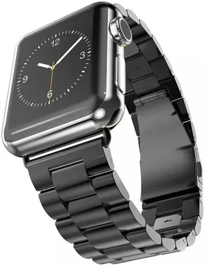 Apple Watch Bandje - 1-9/SE 41MM/40MM/38MM - Schakels - Staal RVS - Zwart afbeelding 1
