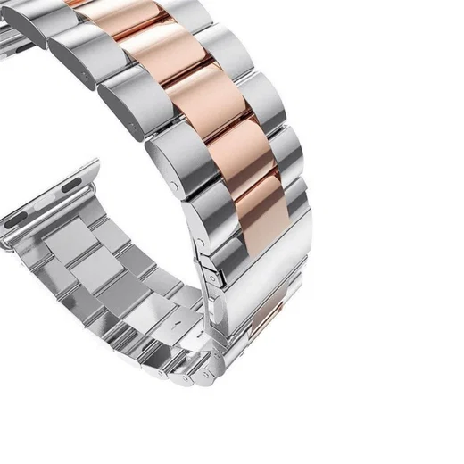Apple Watch Bandje - 1-9/SE 41MM/40MM/38MM - Schakels - Staal RVS - Zilver Roze afbeelding 4