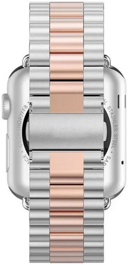 Apple Watch Bandje - 1-9/SE 41MM/40MM/38MM - Schakels - Staal RVS - Zilver Roze afbeelding 2