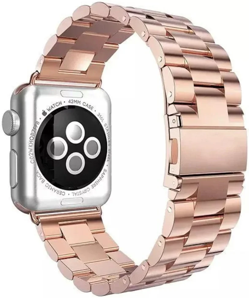 Apple Watch Bandje - 1-10/SE - 42/41/40/38MM - Schakels - Staal RVS - Roze afbeelding 6