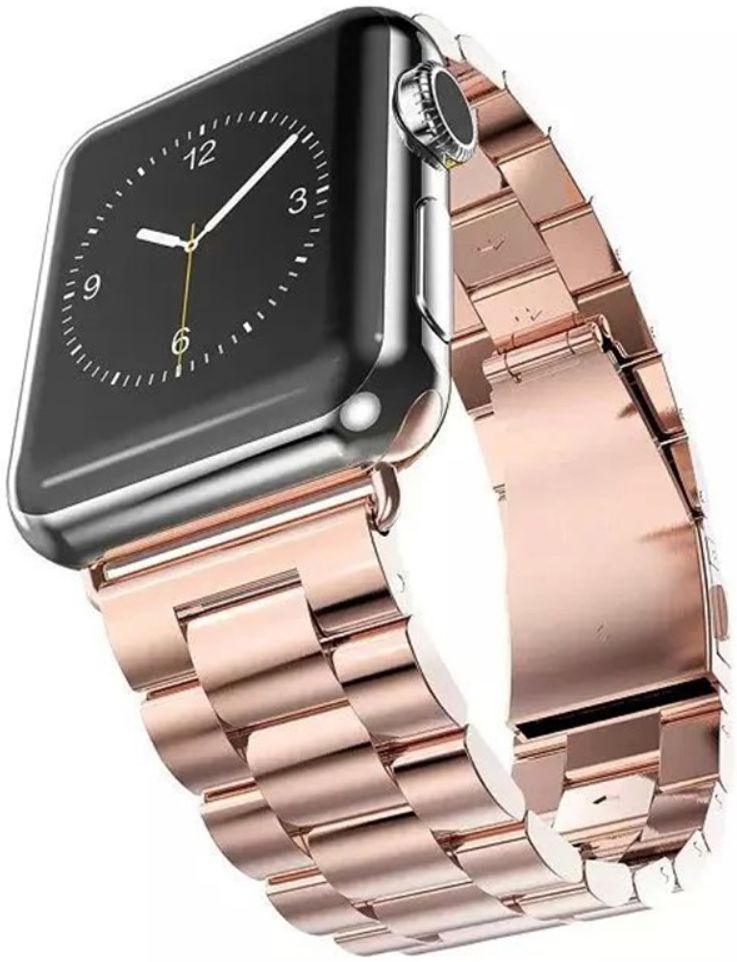 Apple Watch Bandje - 1-10/SE - 42/41/40/38MM - Schakels - Staal RVS - Roze afbeelding 1