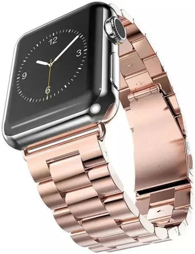 Apple Watch Bandje - 1-10/SE - 42/41/40/38MM - Schakels - Staal RVS - Roze afbeelding 1
