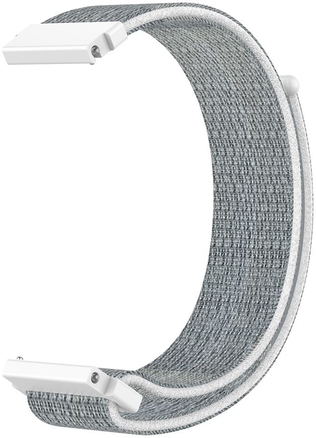 Universeel Smartwatch 22MM Bandje Nylon met Klittenband Grijs/Wit afbeelding 5