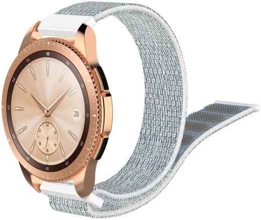 Universeel Smartwatch 20MM Bandje Nylon met Klittenband Grijs/Wit afbeelding 1