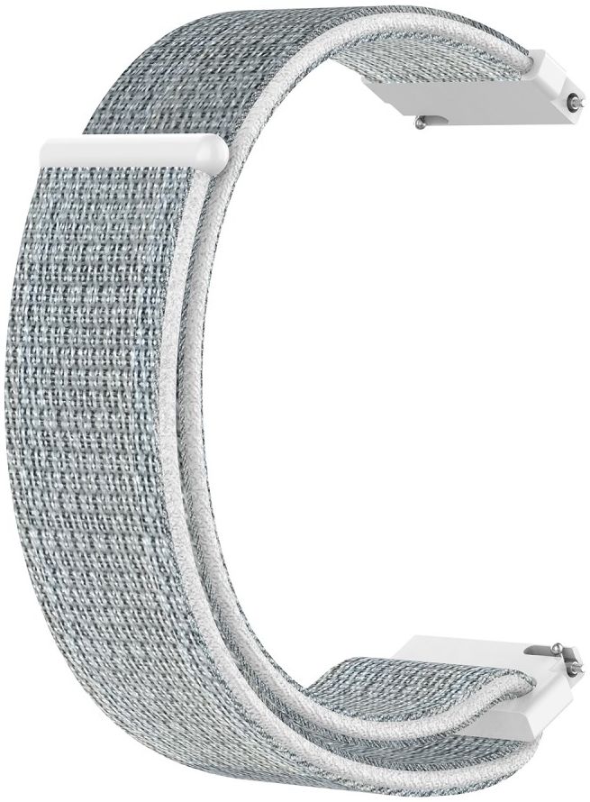 Universeel Smartwatch 20MM Bandje Nylon met Klittenband Grijs/Wit afbeelding 4