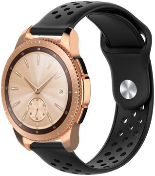 Universeel Smartwatch 20MM Bandje - van Siliconen met Ventilatiegaten - Zwart