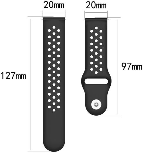 Universeel Smartwatch 20MM Bandje - van Siliconen met Ventilatiegaten - Zwart afbeelding 5