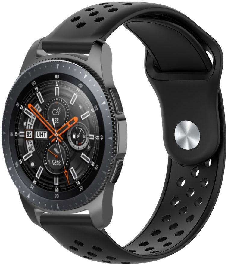 Universeel Smartwatch 22MM Bandje - Siliconen - met Ventilatiegaten - Zwart afbeelding 1