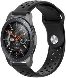 Universeel Smartwatch 22MM Bandje - Siliconen - met Ventilatiegaten - Zwart afbeelding