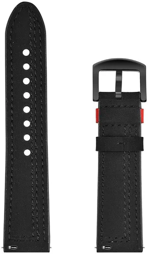Universeel Smartwatch 22MM Bandje - Echt Leer - met Dubbele Stiksels - Zwart afbeelding 7
