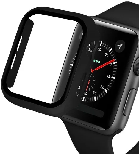 Apple Watch 38MM Hoesje Hard Plastic Bumper met Tempered Glass Zwart afbeelding 5