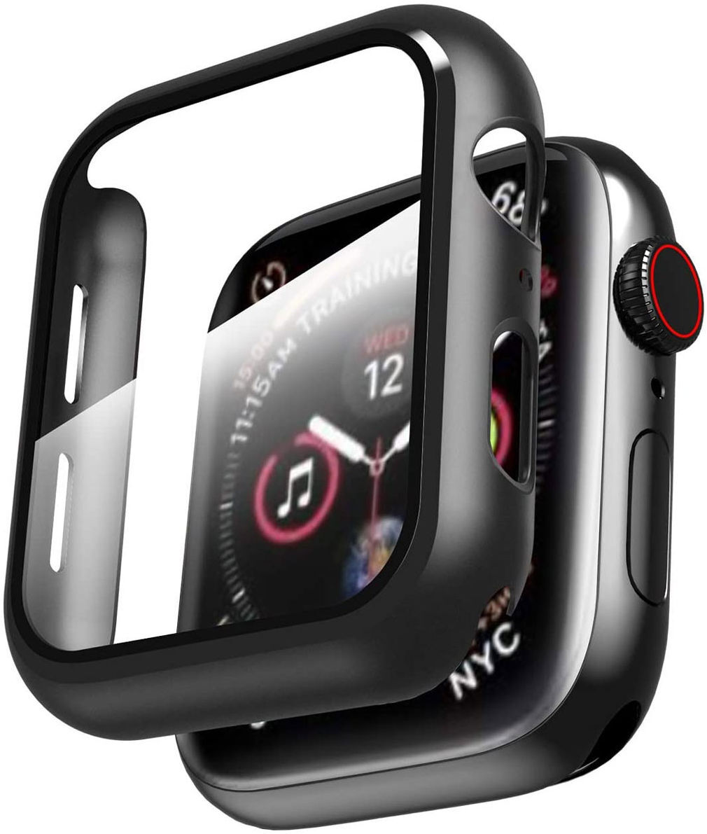Apple Watch 42MM Hoesje - Hard Plastic Bumper met Tempered Glass - Zwart afbeelding 4