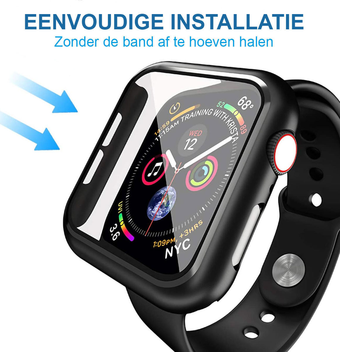 Apple Watch 42MM Hoesje - Hard Plastic Bumper met Tempered Glass - Zwart afbeelding 5