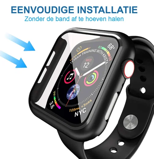 Apple Watch 42MM Hoesje - Hard Plastic Bumper met Tempered Glass - Zwart afbeelding 5