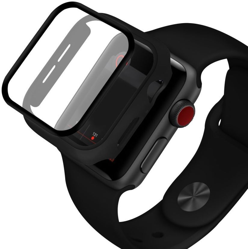 Apple Watch 42MM Hoesje - Hard Plastic Bumper met Tempered Glass - Zwart afbeelding 1