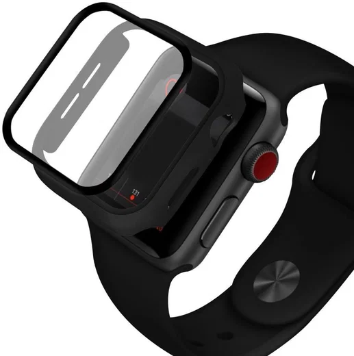 Apple Watch 42MM Hoesje - Hard Plastic Bumper met Tempered Glass - Zwart afbeelding 1