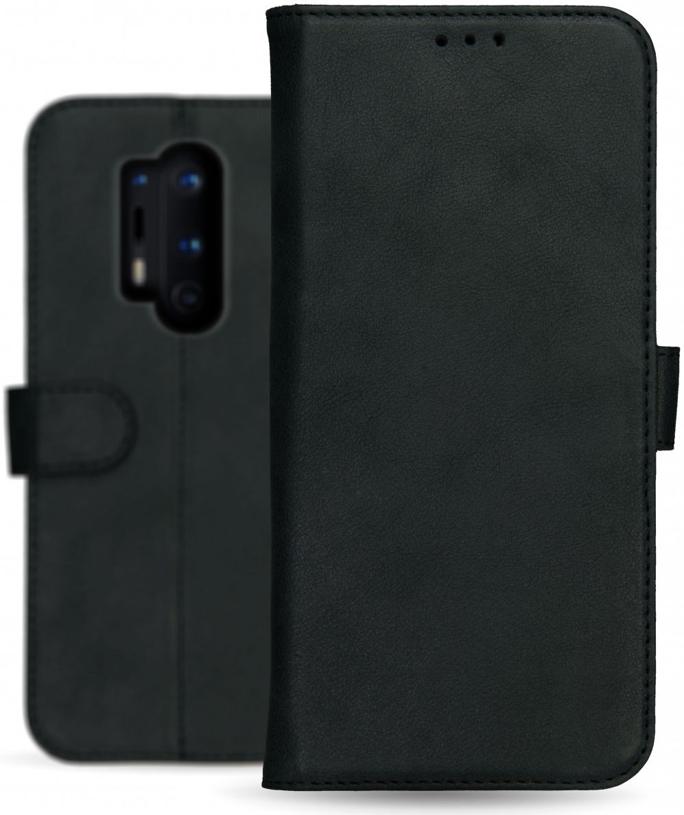 Rosso Deluxe OnePlus 8 Pro Hoesje Echt Leer Book Case Zwart afbeelding 12