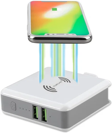 4smarts Powerbank 5.200 mAh met Draadloze Oplader en Reislader Set Wit afbeelding 2