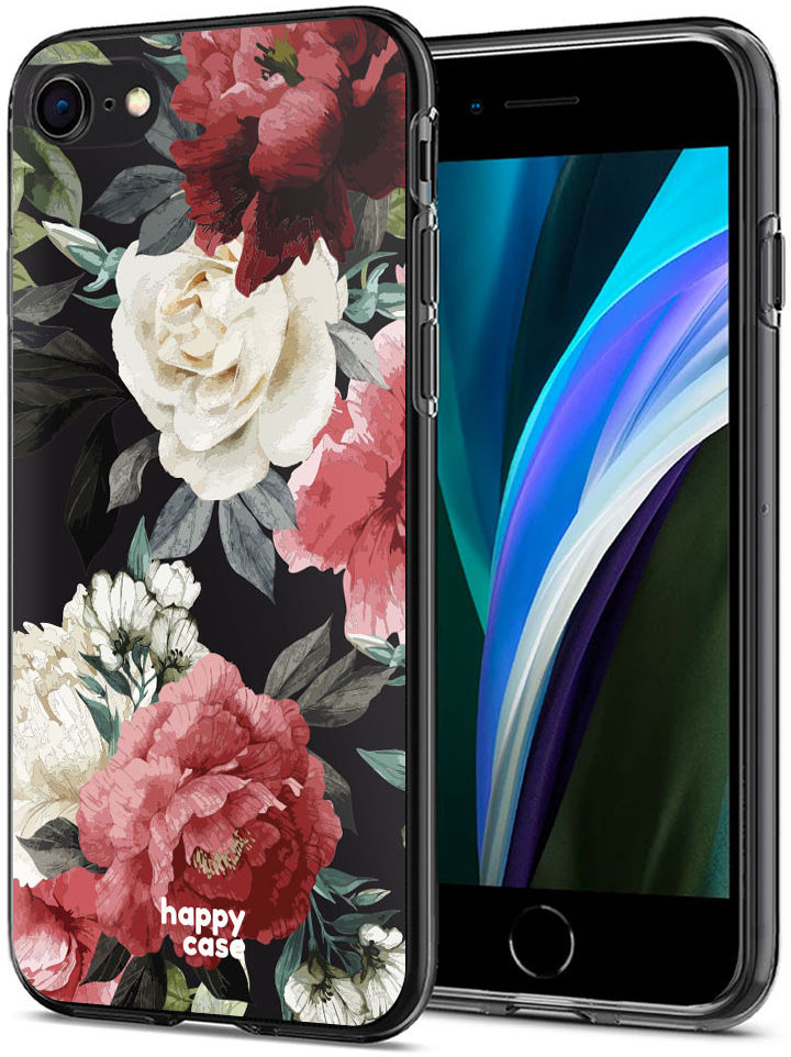 HappyCase Apple iPhone 8 Flexibel TPU Hoesje Rozen Print afbeelding 2