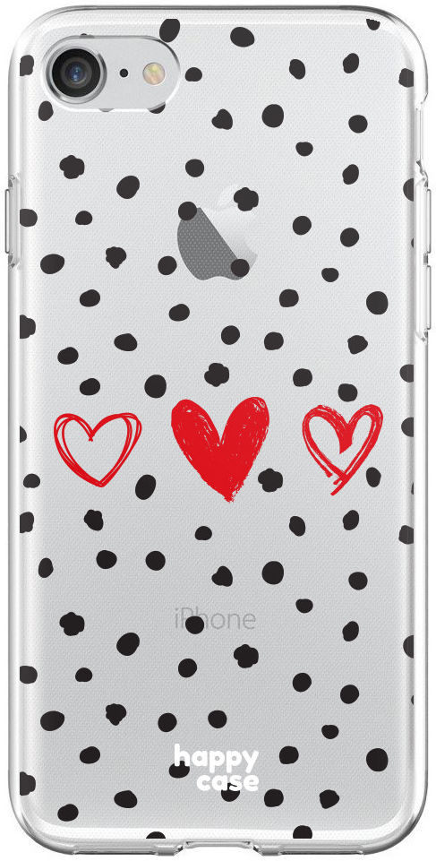 HappyCase Apple iPhone 8 Flexibel TPU Hoesje Stip Hartjes Print afbeelding 4