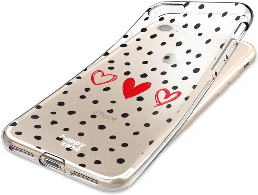 HappyCase Apple iPhone 8 Flexibel TPU Hoesje Stip Hartjes Print afbeelding 7