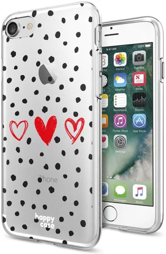 HappyCase Apple iPhone 8 Flexibel TPU Hoesje Stip Hartjes Print afbeelding 5