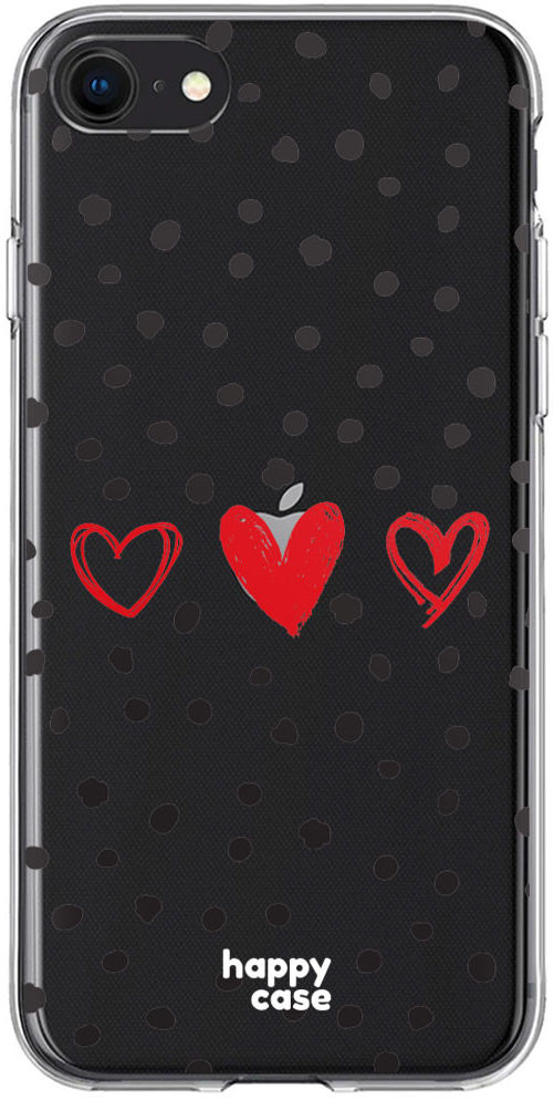 HappyCase Apple iPhone 8 Flexibel TPU Hoesje Stip Hartjes Print afbeelding 1