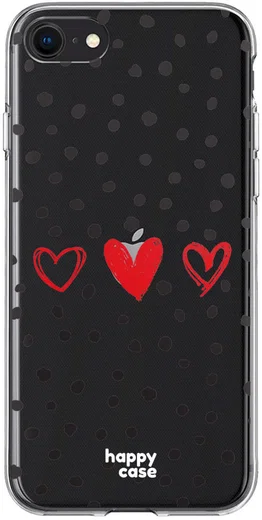 HappyCase Apple iPhone 8 Flexibel TPU Hoesje Stip Hartjes Print afbeelding 1