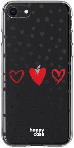 HappyCase iPhone SE 2020/2022 Hoesje Flexibel TPU Stip Hartjes Print afbeelding 1