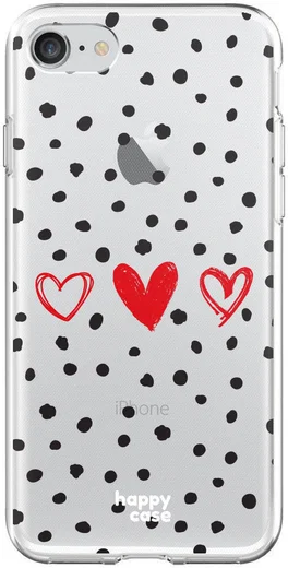 HappyCase iPhone SE 2020/2022 Hoesje Flexibel TPU Stip Hartjes Print afbeelding 4
