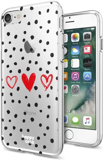 HappyCase iPhone SE 2020/2022 Hoesje Flexibel TPU Stip Hartjes Print afbeelding 5