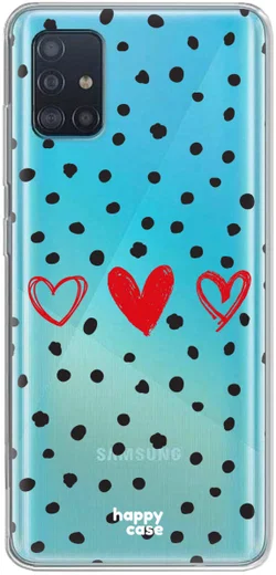 HappyCase Samsung Galaxy A51 Hoesje Flexibel TPU Stip Hartjes Print afbeelding 1