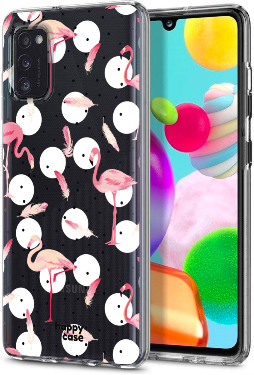 HappyCase Samsung Galaxy A41 Flexibel TPU Hoesje Flamingo print afbeelding 2