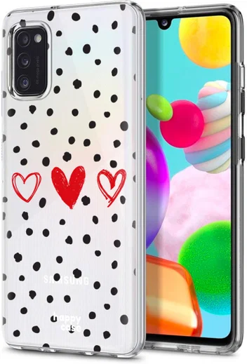 HappyCase Samsung Galaxy A41 Flexibel TPU Hoesje Stip Hartjes print afbeelding 4