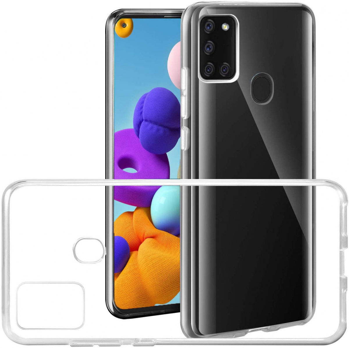 Samsung Galaxy A21S Hoesje Dun TPU Transparant afbeelding 1