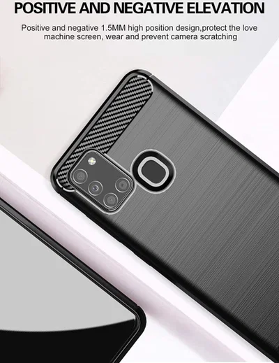 Samsung Galaxy A21S Hoesje Geborsteld TPU Flexibel Zwart afbeelding 7
