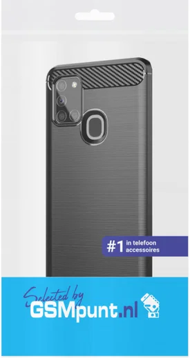 Samsung Galaxy A21S Hoesje Geborsteld TPU Flexibel Zwart afbeelding 2