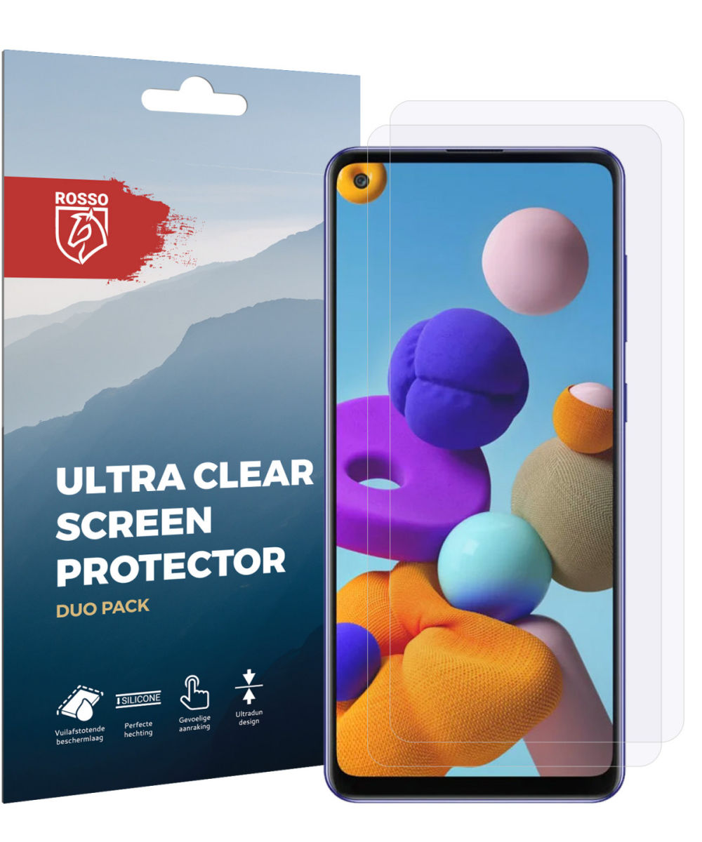 Rosso Samsung Galaxy A21S Ultra Clear Screen Protector Duo Pack afbeelding 10