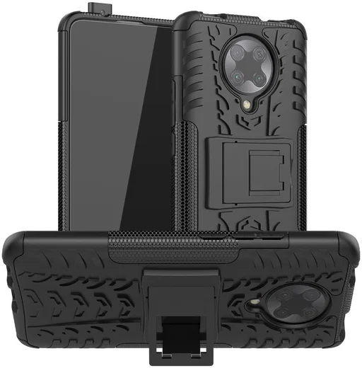 Xiaomi Poco F2 Pro Robuust Hybride Hoesje Zwart afbeelding 3