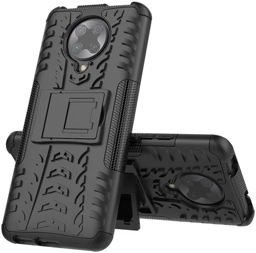 Xiaomi Poco F2 Pro Robuust Hybride Hoesje Zwart afbeelding 2