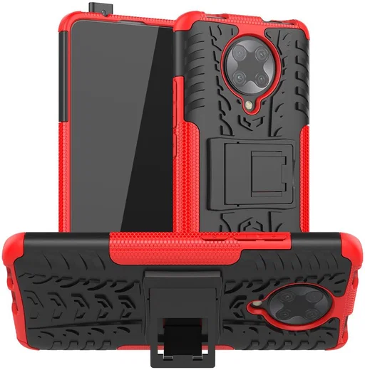 Xiaomi Poco F2 Pro Robuust Hybride Hoesje Rood afbeelding 3