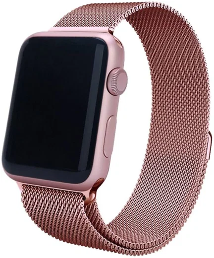 Apple Watch 45MM / 44MM / 42MM Bandje Milanese Staal Magneetsluiting Roze afbeelding 1