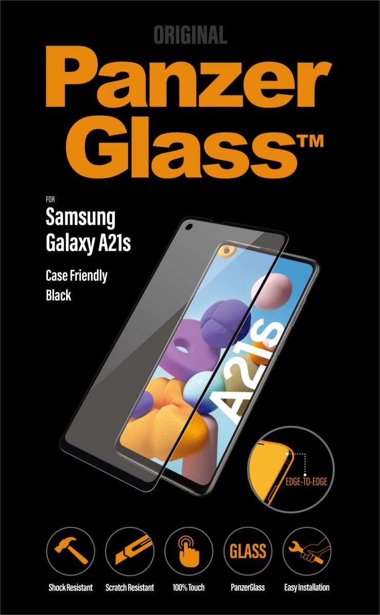 PanzerGlass Samsung Galaxy A21s Screenprotector Case Friendly Zwart afbeelding 1
