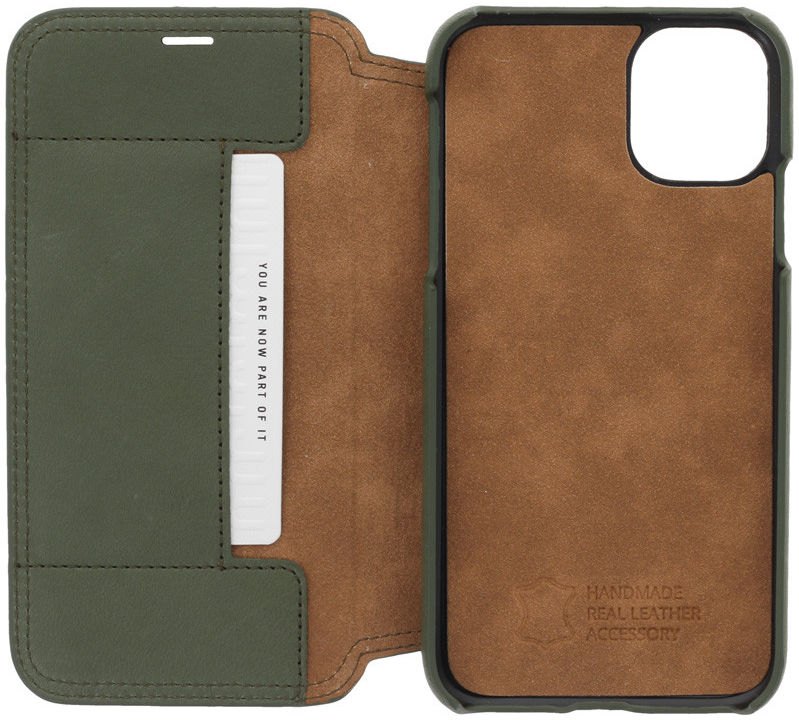 Minim Apple iPhone 11 Hoesje Echt Leer Book Case Groen afbeelding 4