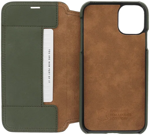 Minim Apple iPhone 11 Hoesje Echt Leer Book Case Groen afbeelding 4