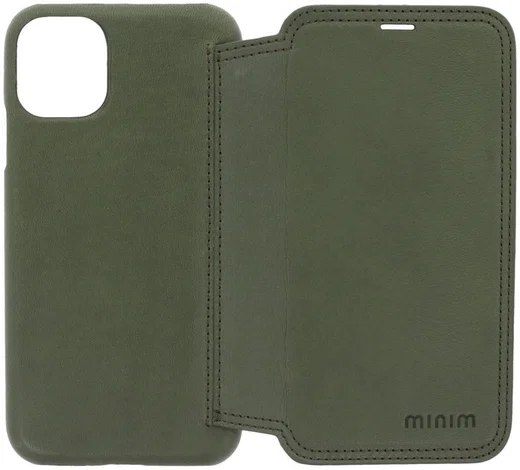 Minim Apple iPhone 11 Hoesje Echt Leer Book Case Groen afbeelding 5