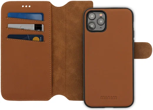 Minim 2-in-1 Apple iPhone 11 Pro Hoesje Book Case en Back Cover Bruin afbeelding 1